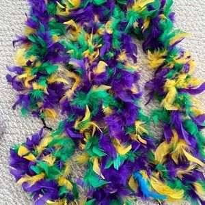 Three Mardi Gras feather Boas